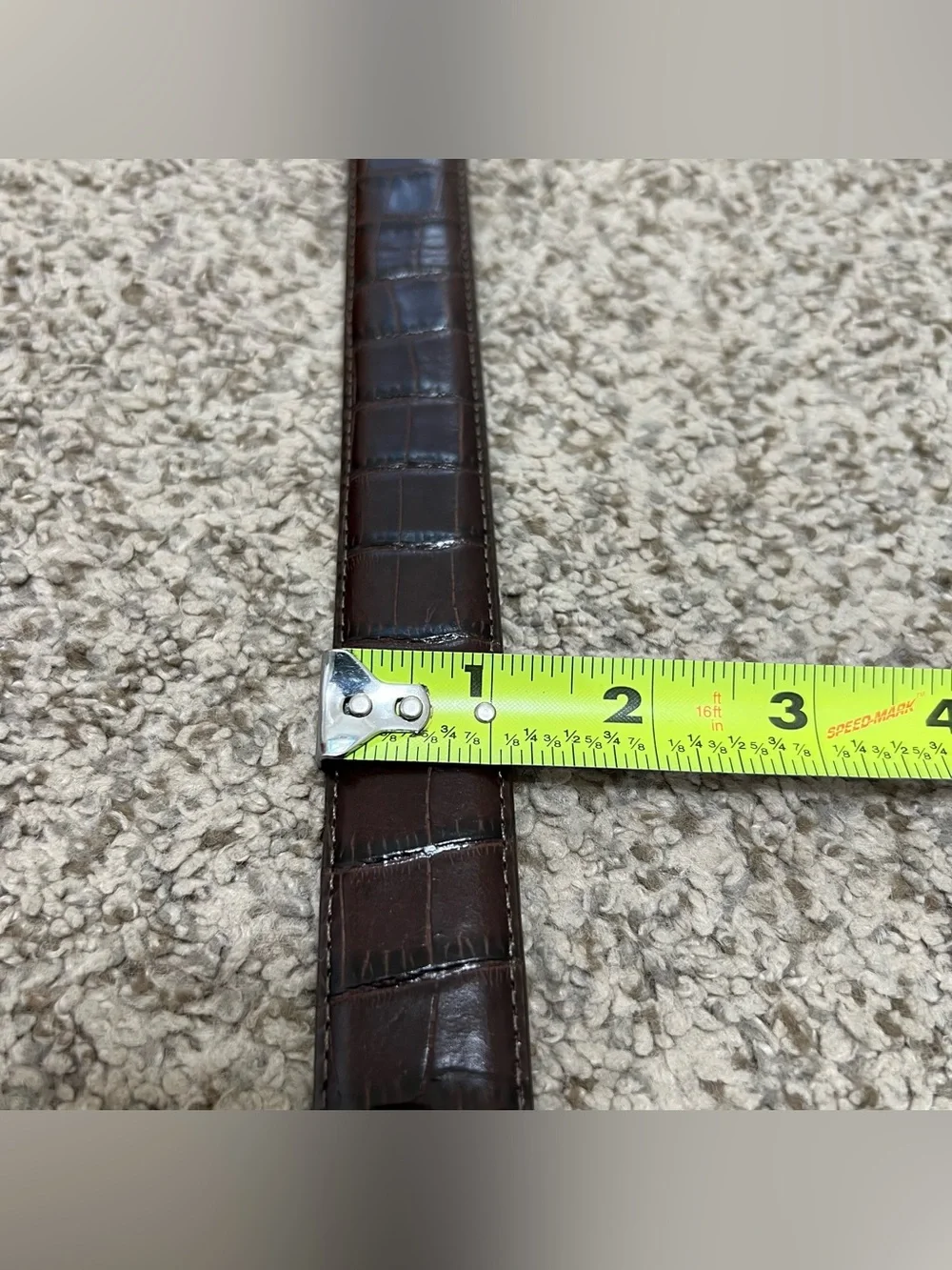 Brighton Classic Brown Croc-Embossed Leather Belt Ornate Silver Buckle 34/Large